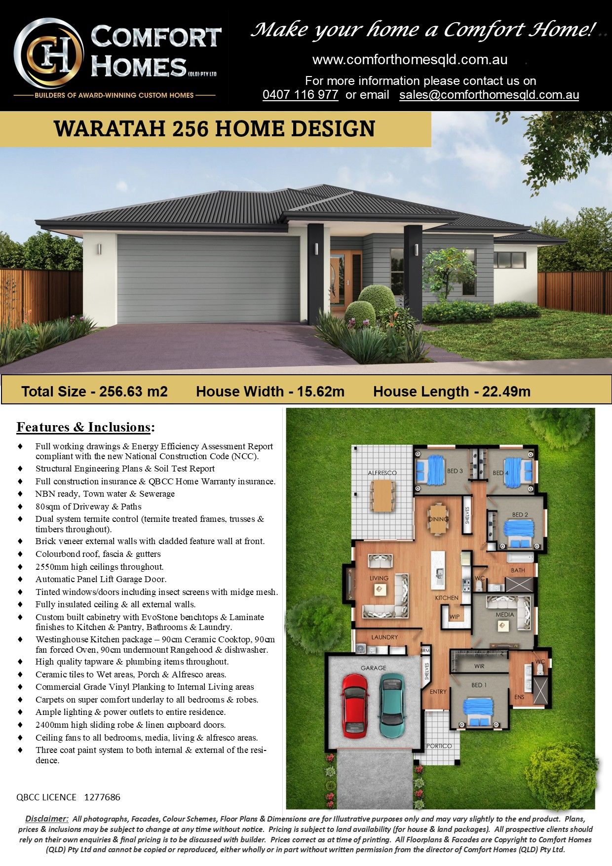Waratah 256 home design by Comfort Homes Bundaberg